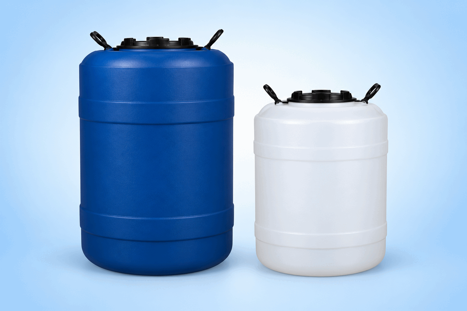 HDP Round Drum Wide Mouth With Side Two Handle with P. P. Cap & Seal Blue/White/Black